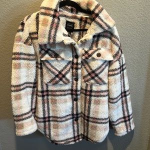 Plaid teddy bear jacket, size large